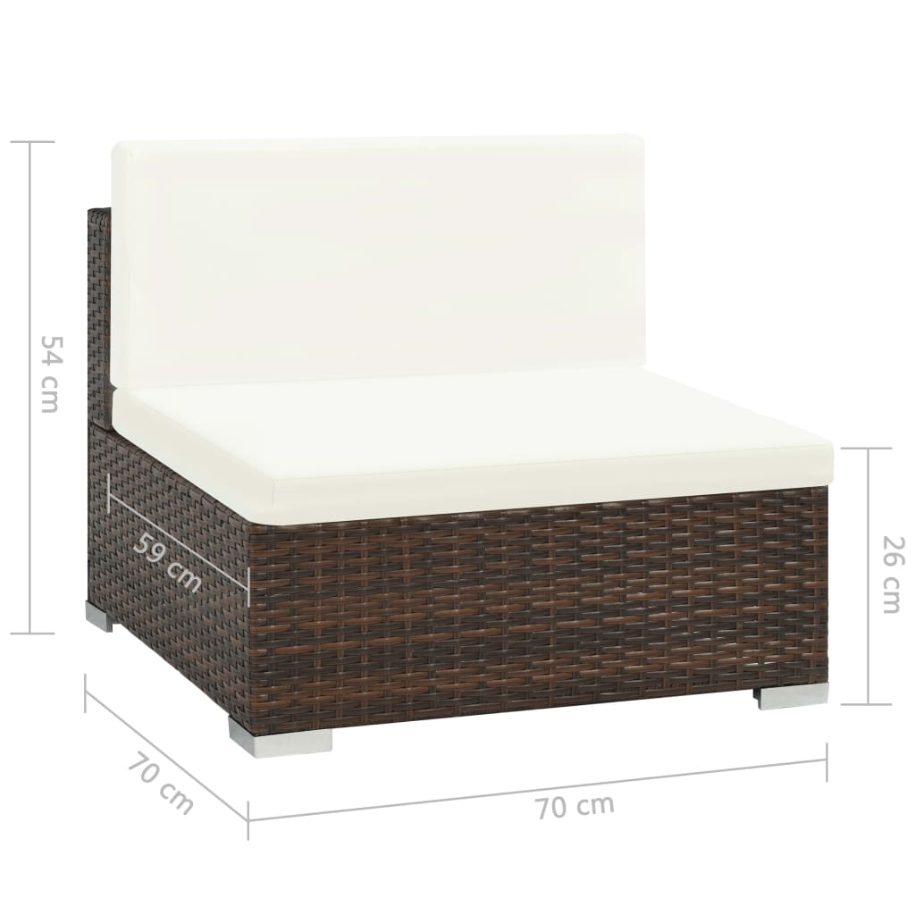 6-piece garden lounge set with cushions poly rattan brown