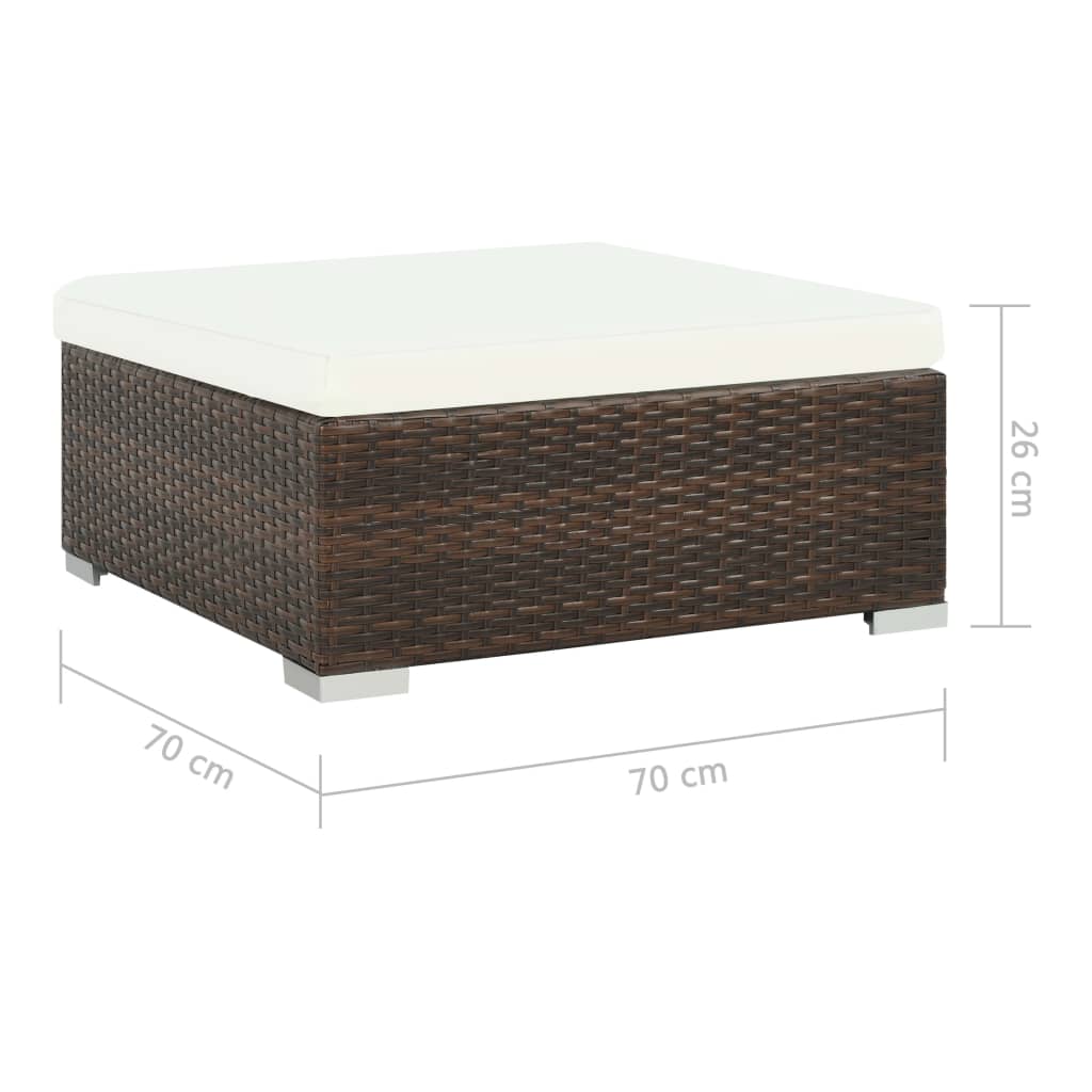 6-piece garden lounge set with cushions poly rattan brown