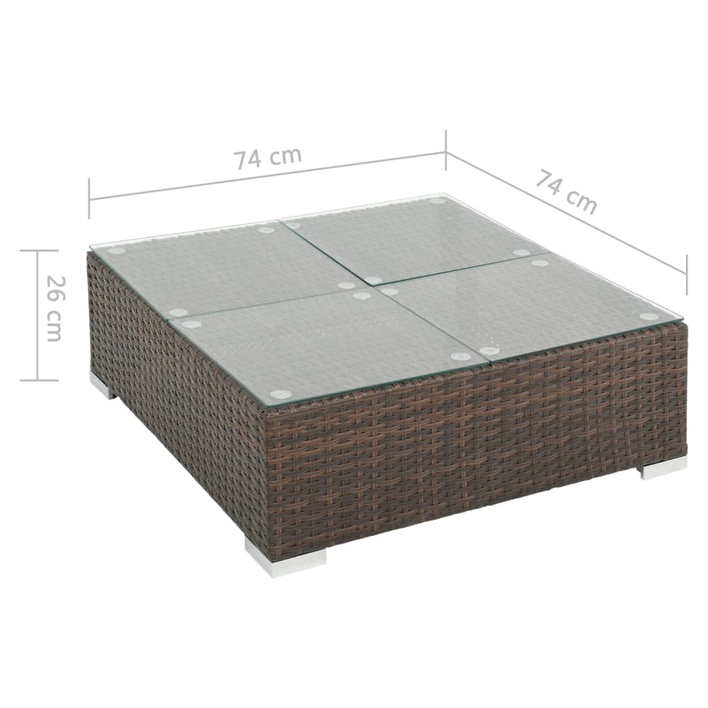 6-piece garden lounge set with cushions poly rattan brown