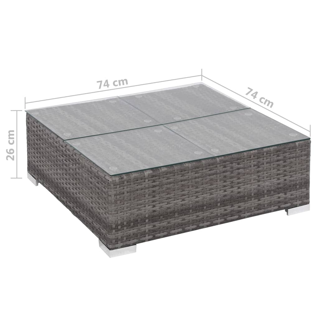 6-piece garden lounge set with cushions poly rattan grey