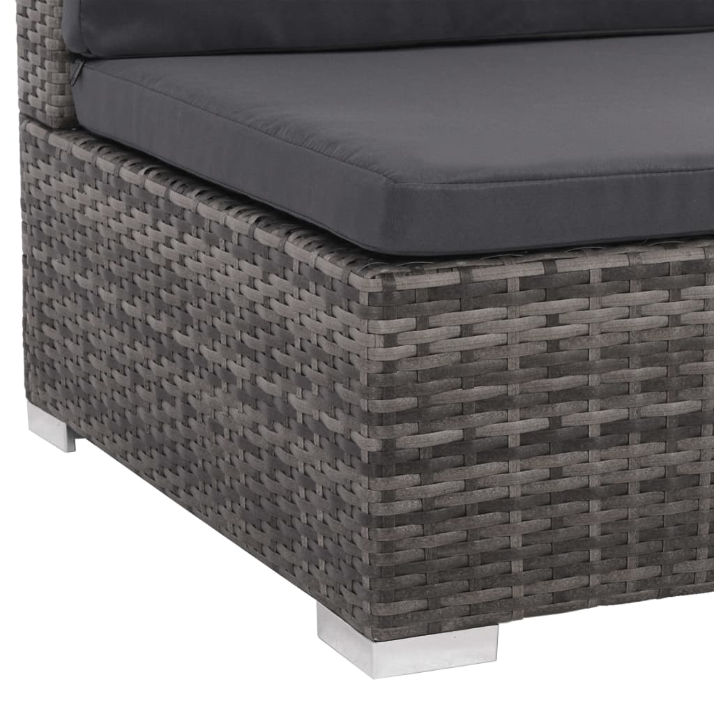 6-piece garden lounge set with cushions poly rattan grey