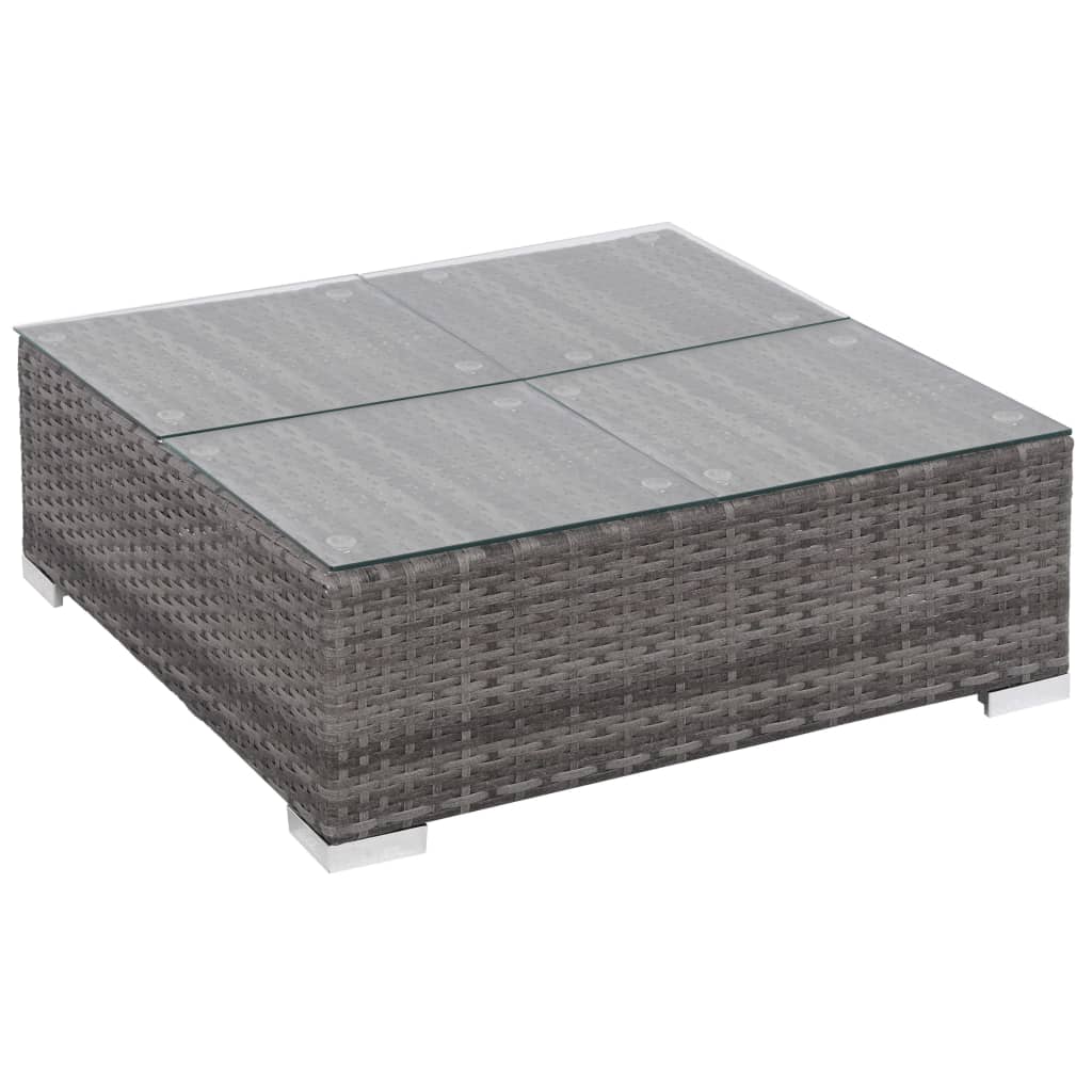6-piece garden lounge set with cushions poly rattan grey