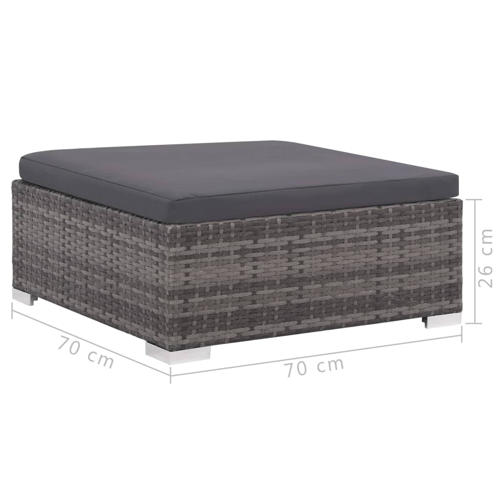 6-piece garden lounge set with cushions poly rattan grey