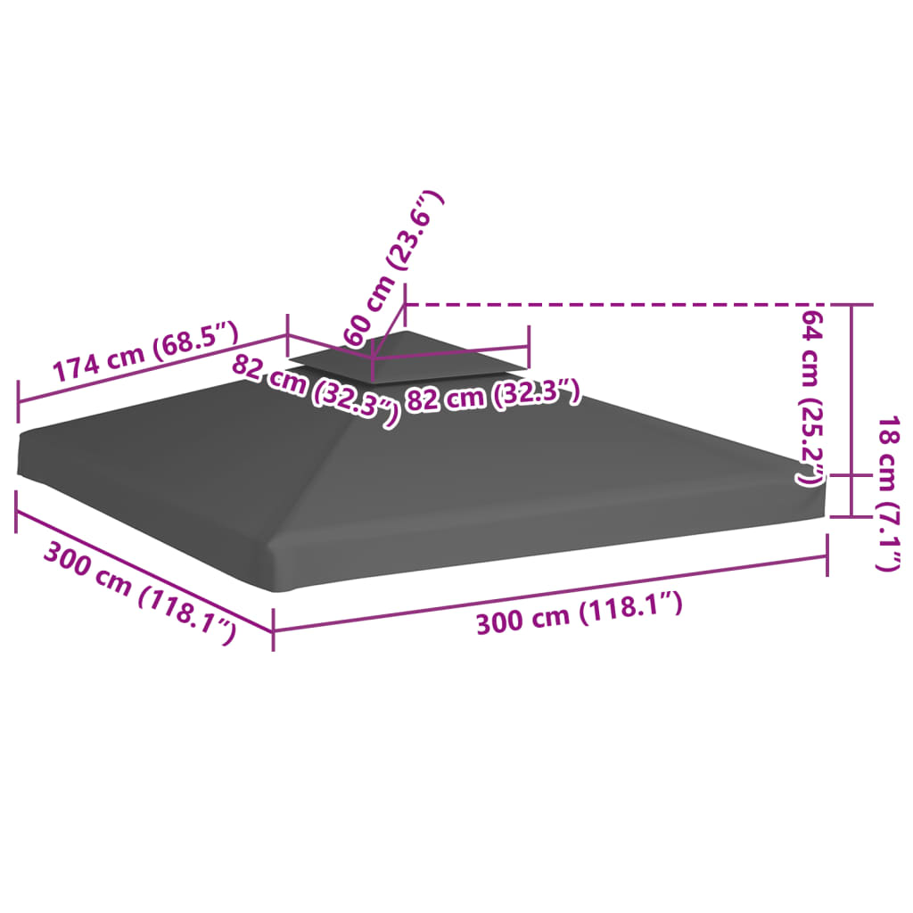 Pavilion roof tarpaulin with chimney 310 g/m² 3x3 m Taupe