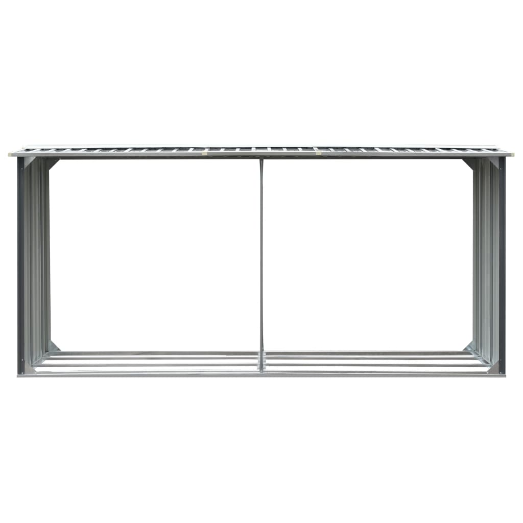 Firewood storage made of galvanized steel 330 x 92 x 153 cm Grey