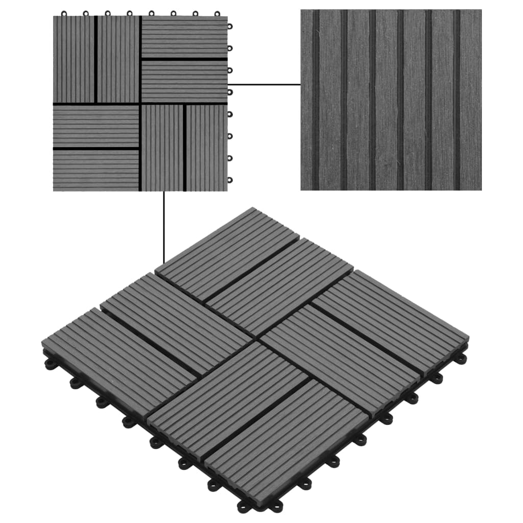 Terrace tiles 11 pieces WPC 30 x 30 cm 1 sqm Grey
