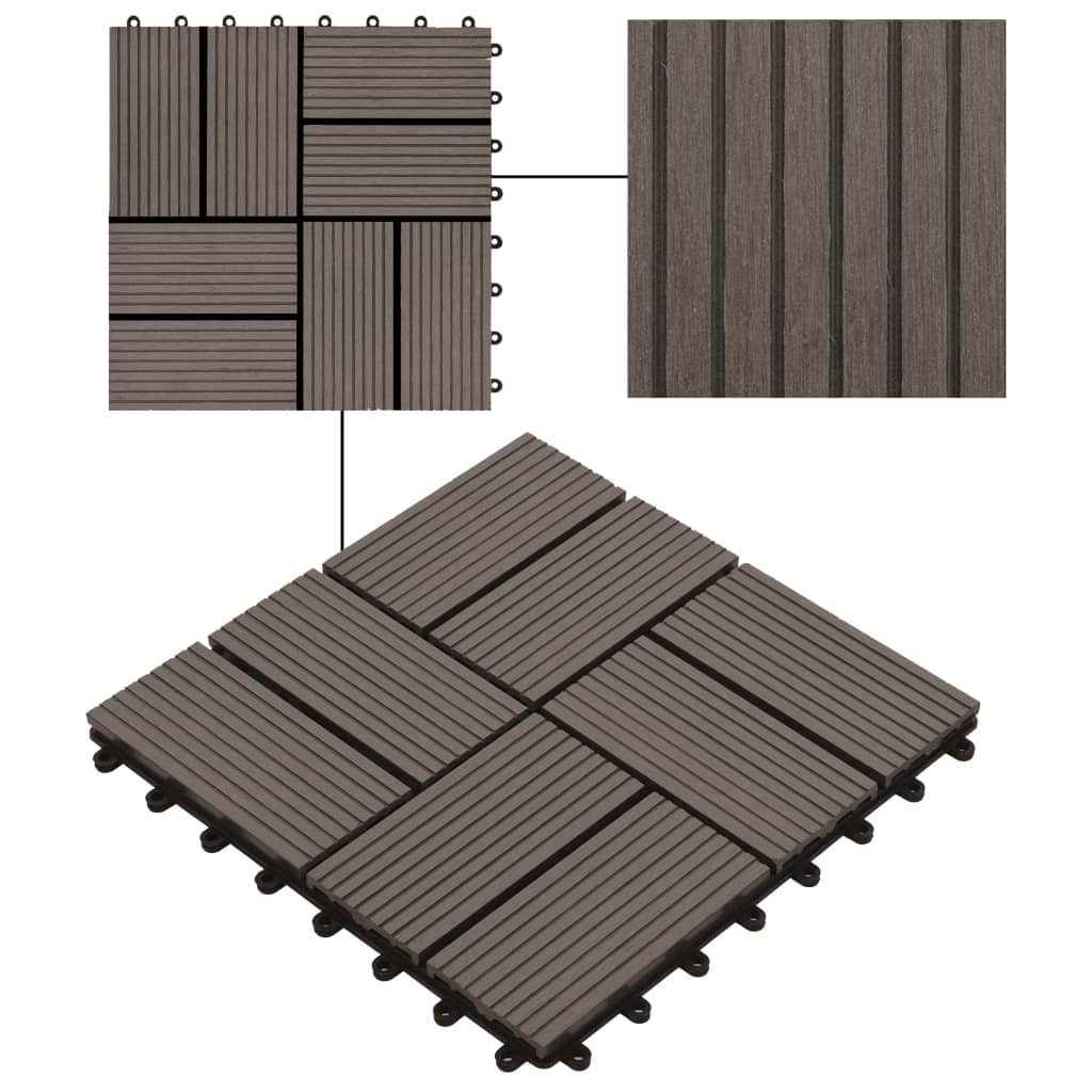 Terrace tiles 11 pieces WPC 30 x 30 cm 1 sqm Dark brown