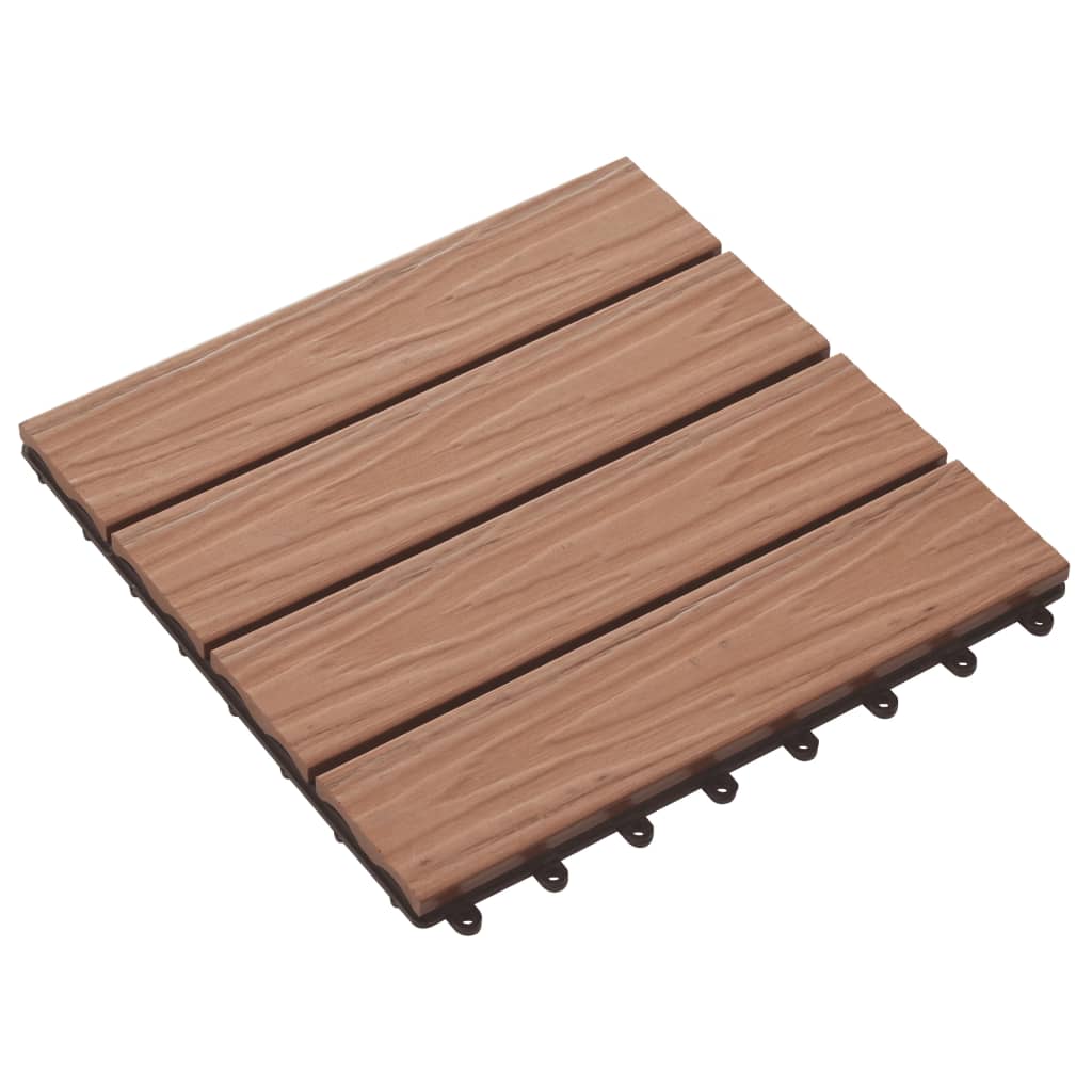 Terrace tiles 11pcs. Deep embossed WPC 30x30cm 1 sqm light brown