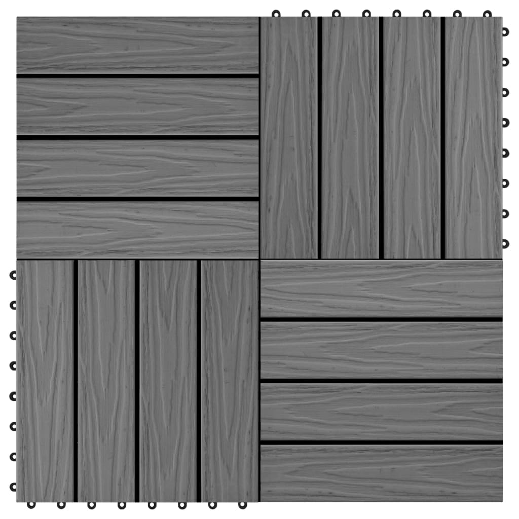 Terrassenfliesen 11 Stk. Tief Geprägt WPC 30x30cm 1 qm Grau