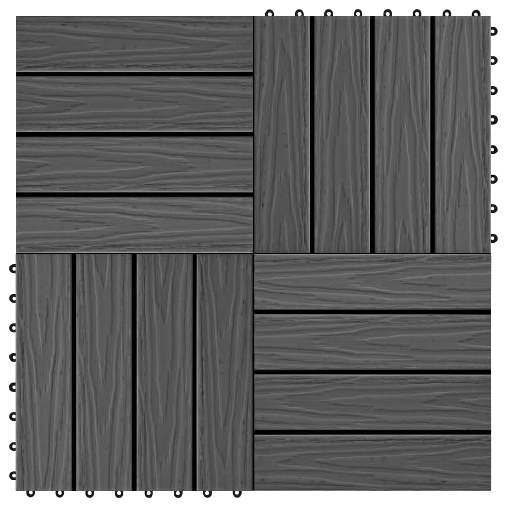 Terrassenfliesen 11 Stk. Tief Geprägt WPC 30x30cm 1 qm Schwarz