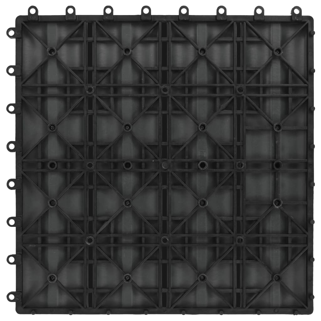 Terrassenfliesen 11 Stk. Tief Geprägt WPC 30x30cm 1 qm Schwarz