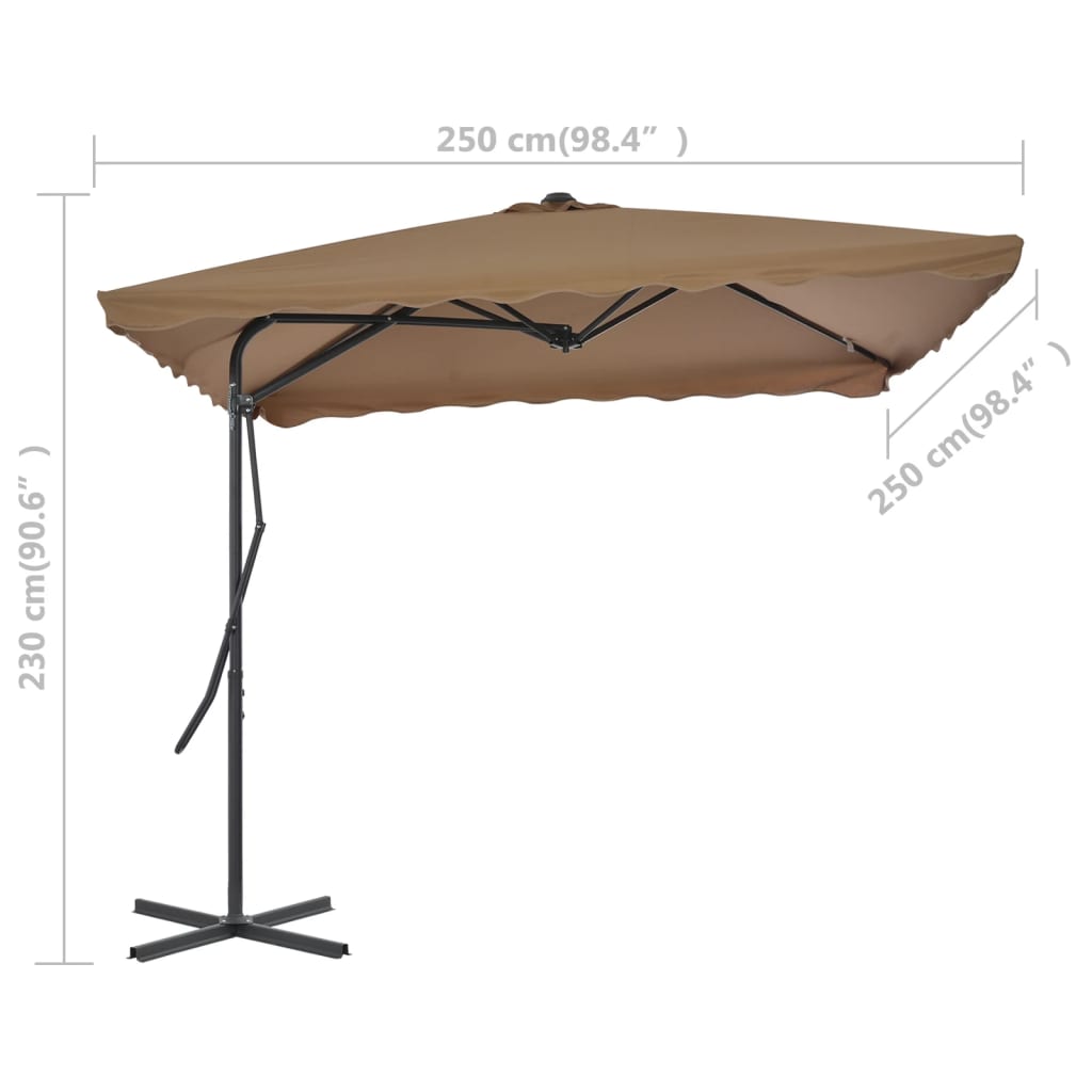 Parasol with steel pole 250x250 cm Taupe