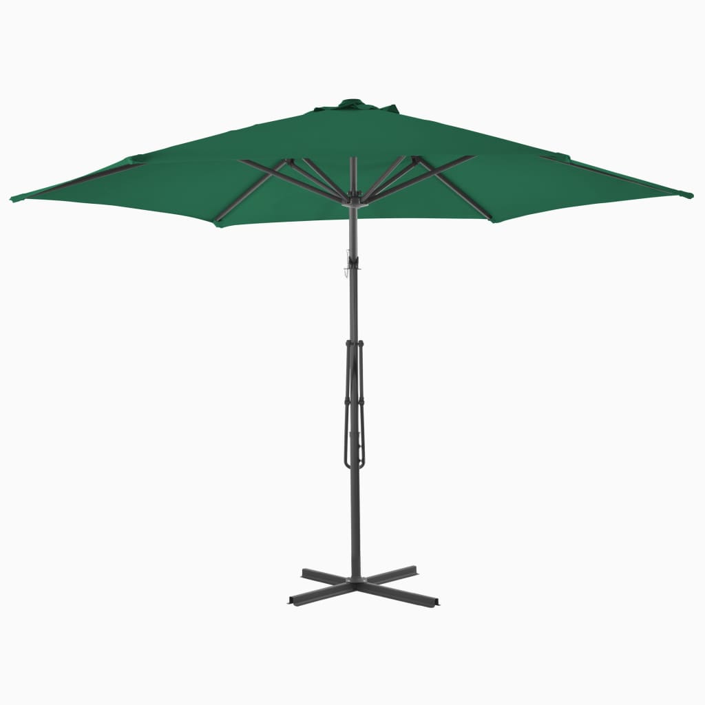Parasol with steel pole 300 cm green