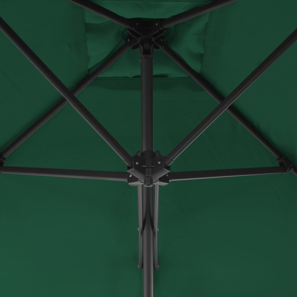 Parasol with steel pole 300 cm green