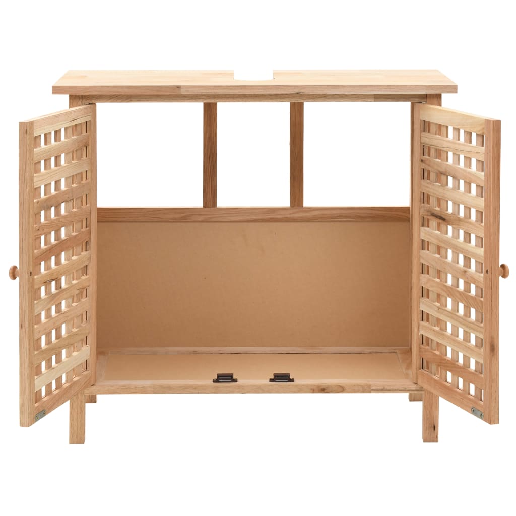 Washbasin base cabinet solid wood walnut 66x29x61 cm