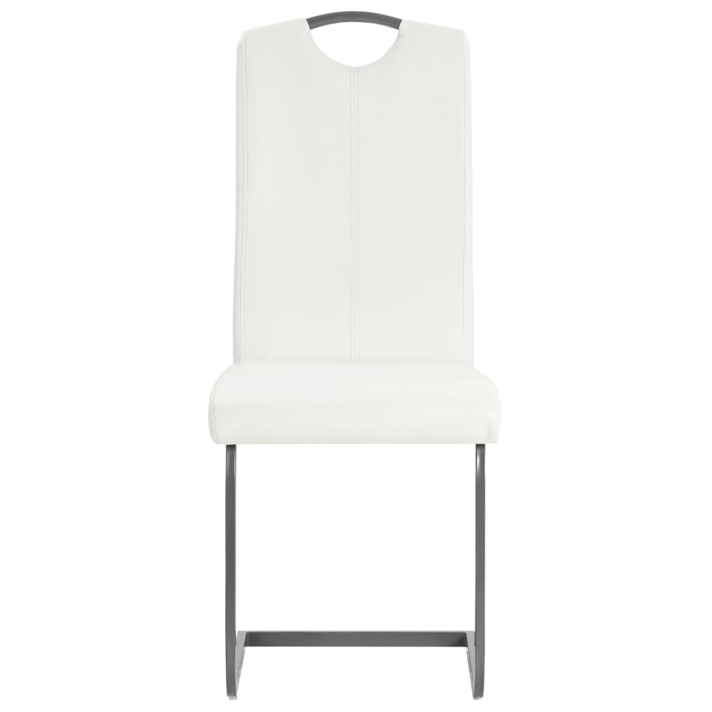 Cantilever chairs 6 pcs. White artificial leather