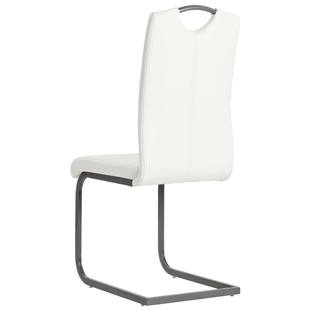 Cantilever chairs 6 pcs. White artificial leather