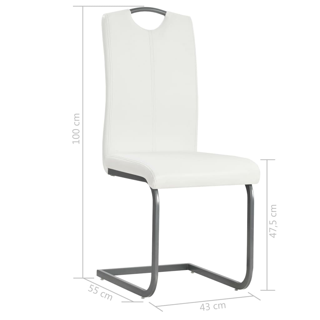Cantilever chairs 6 pcs. White artificial leather