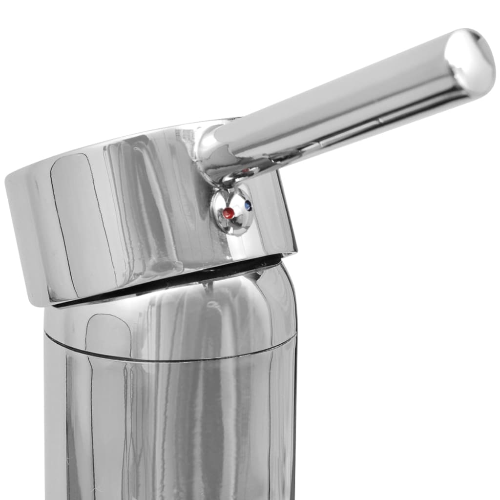 Bathroom washbasin with mixer tap ceramic round white