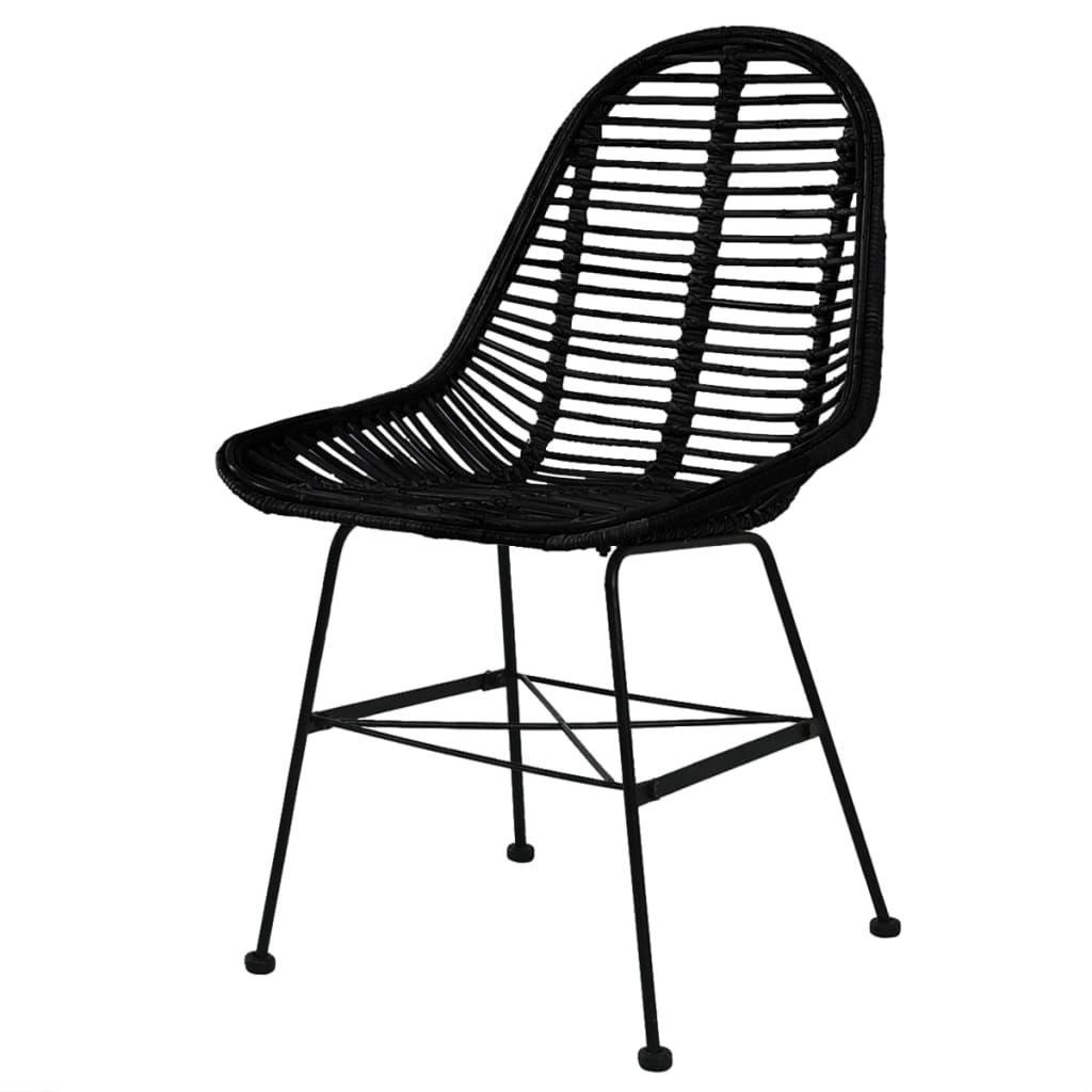Dining chairs 6 pcs. Black natural rattan