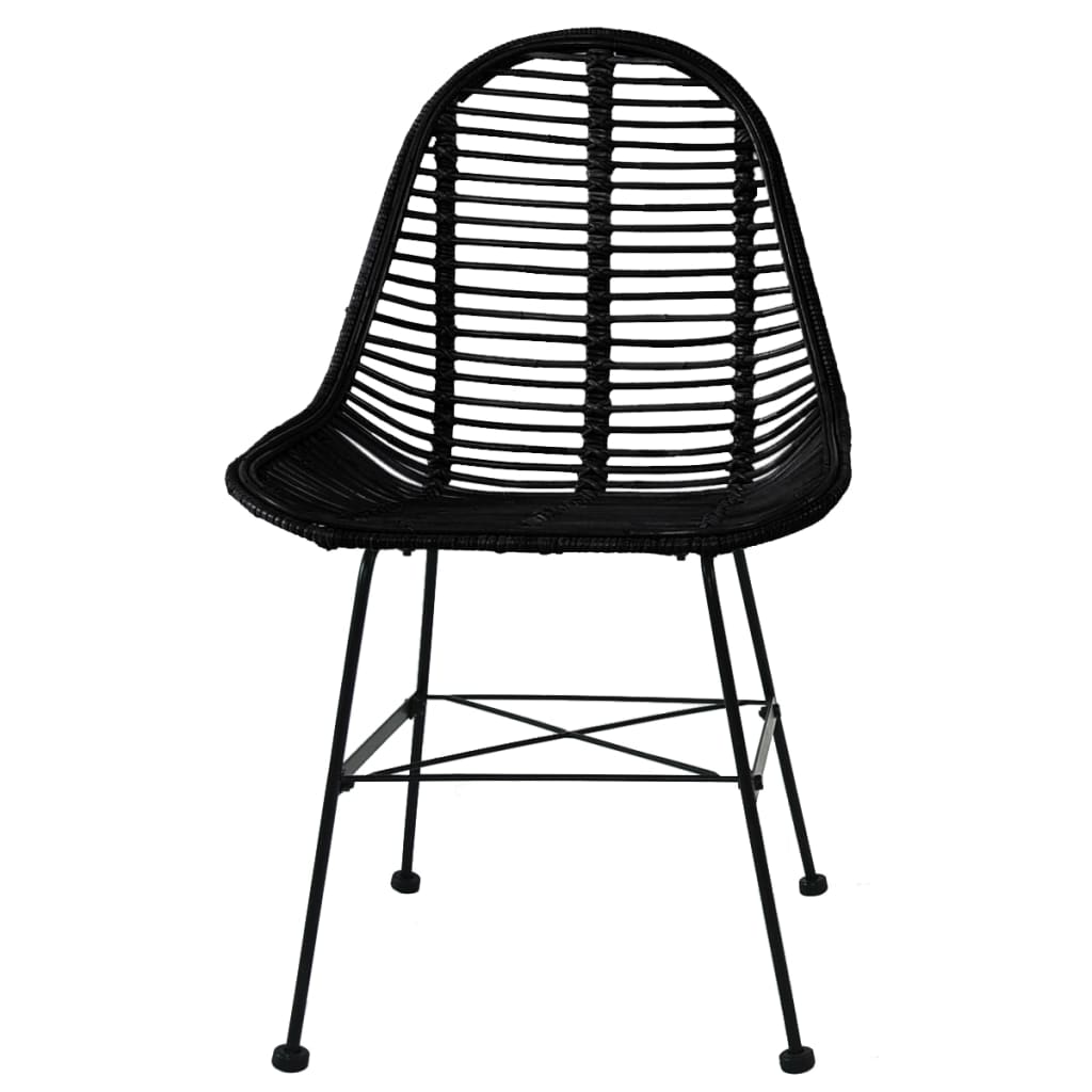 Dining chairs 6 pcs. Black natural rattan