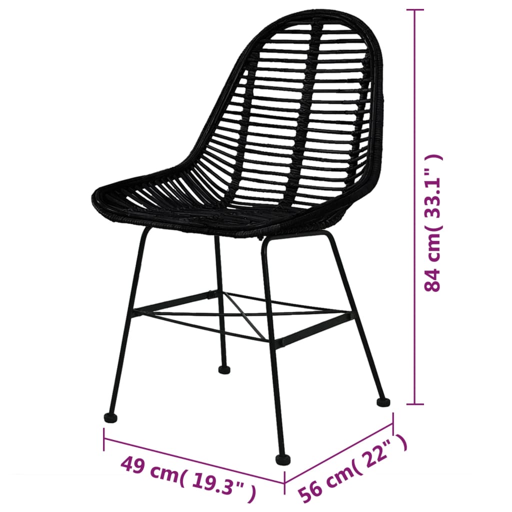 Dining chairs 6 pcs. Black natural rattan