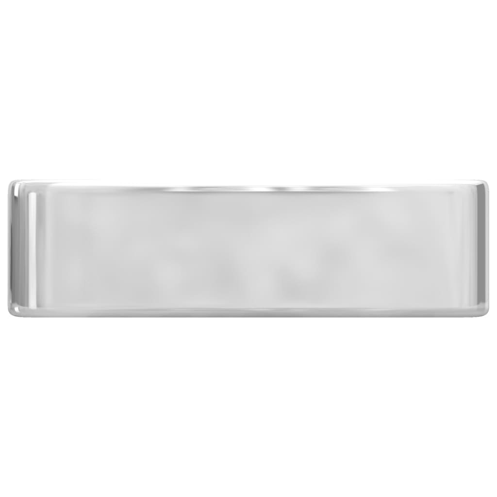 Waschbecken mit Wasserhahnloch 48x37x13,5cm Keramik Silbern