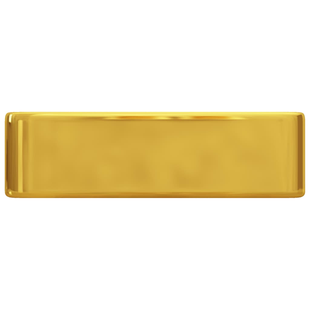 Waschbecken mit Wasserhahnloch 48 x 37 x 13,5 cm Keramik Golden