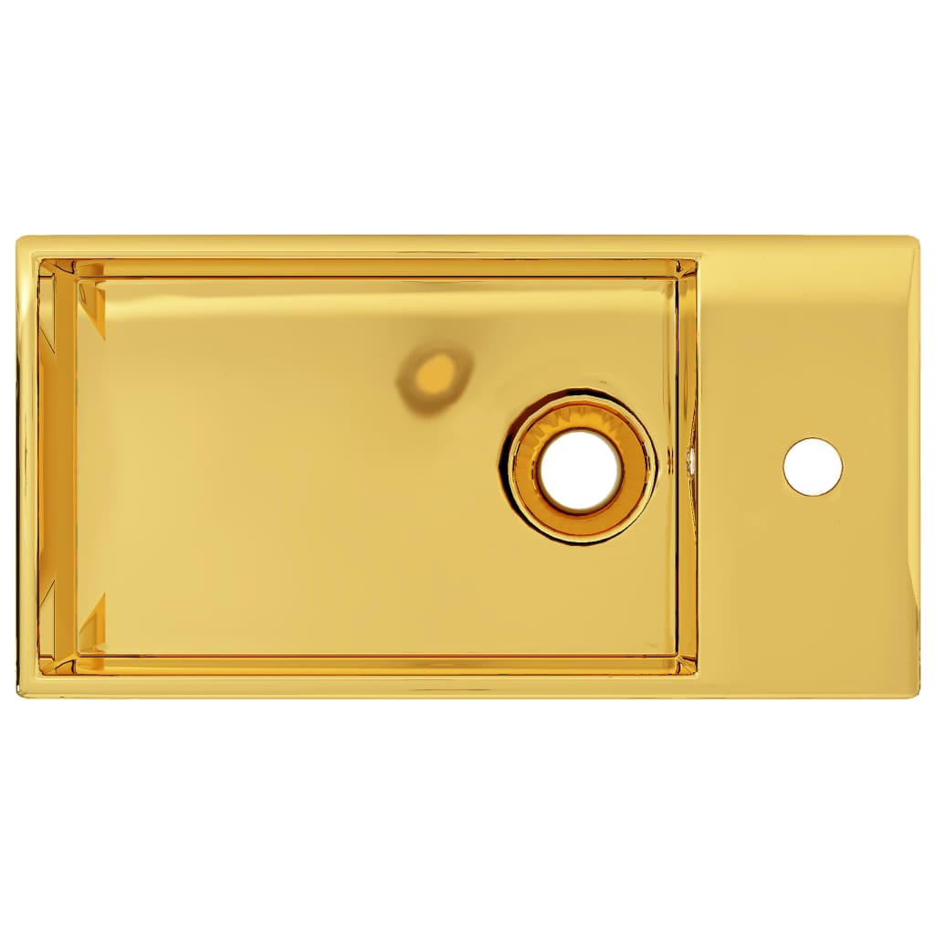 Waschbecken mit Überlauf 49 x 25 x 15 cm Keramik Golden