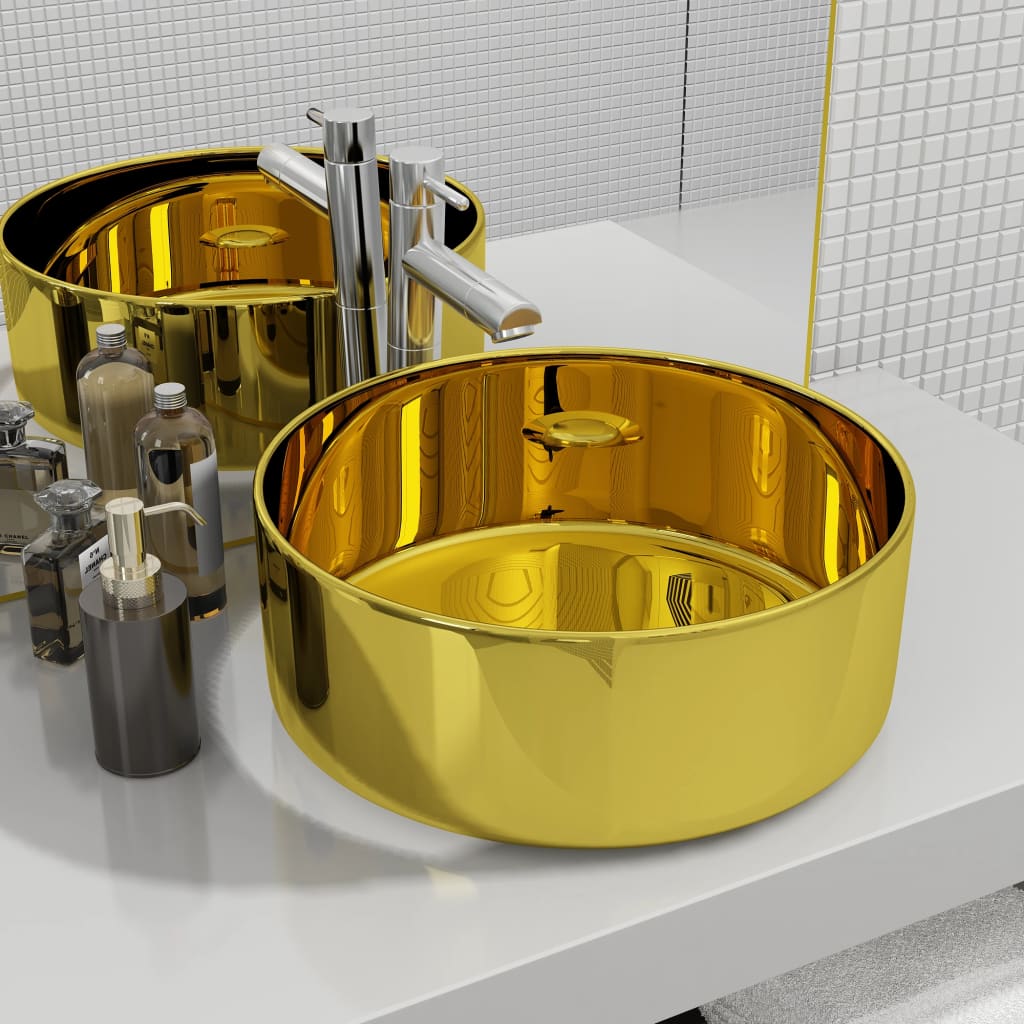 Waschbecken 40 x 15 cm Keramik Golden