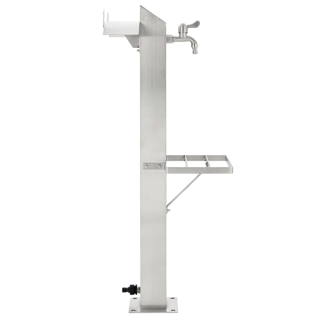 Garten-Wassersäule Edelstahl Quadratisch 95 cm