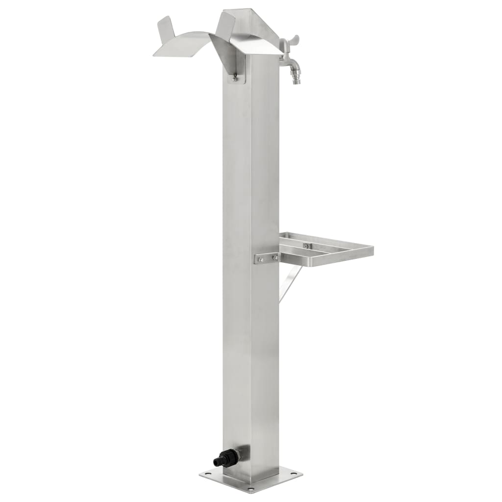 Garten-Wassersäule Edelstahl Quadratisch 95 cm