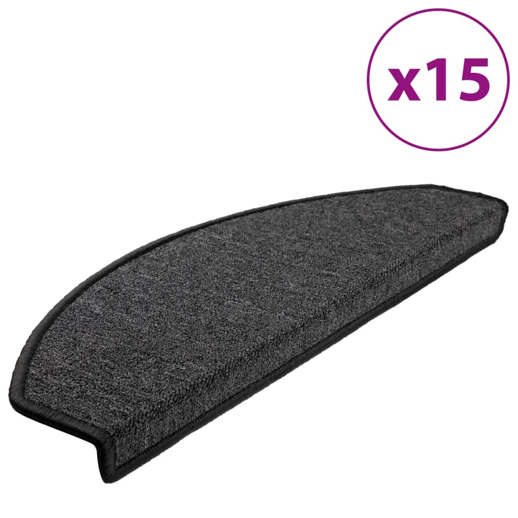 15 pcs. Stair mats anthracite 65 x 24 x 4 cm