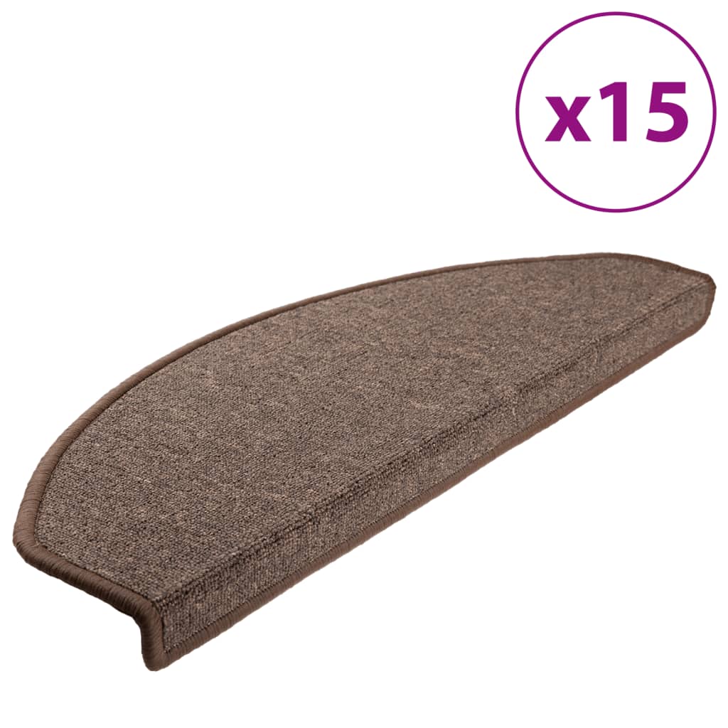 15 pcs. Stair mats coffee brown 65 x 24 x 4 cm