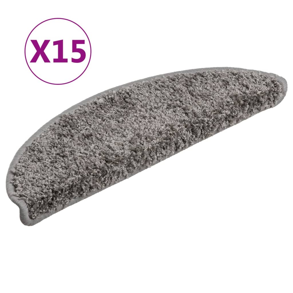 Stair mats 15 pcs. Grey 56x17x3 cm