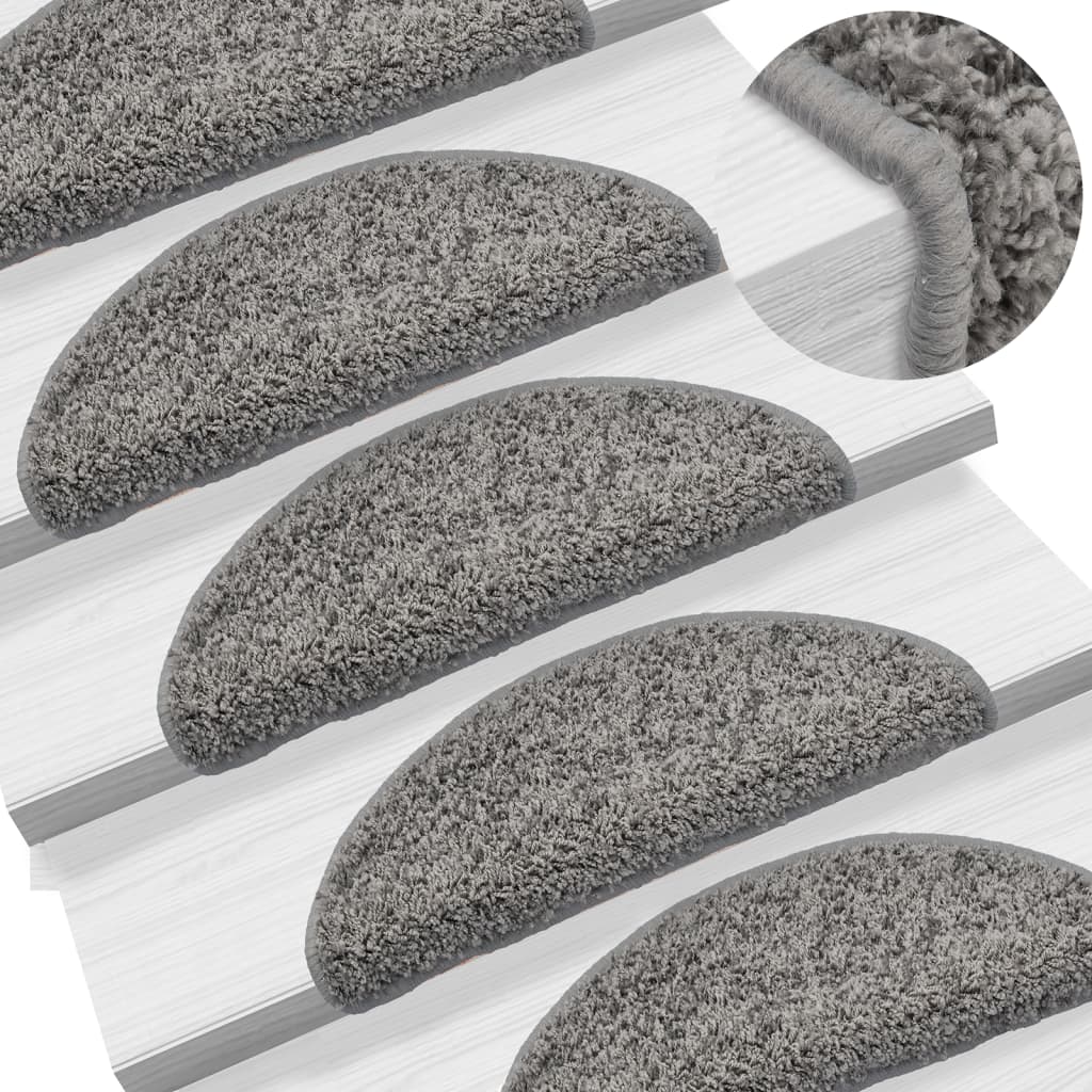 Stair mats 15 pcs. Grey 56x17x3 cm