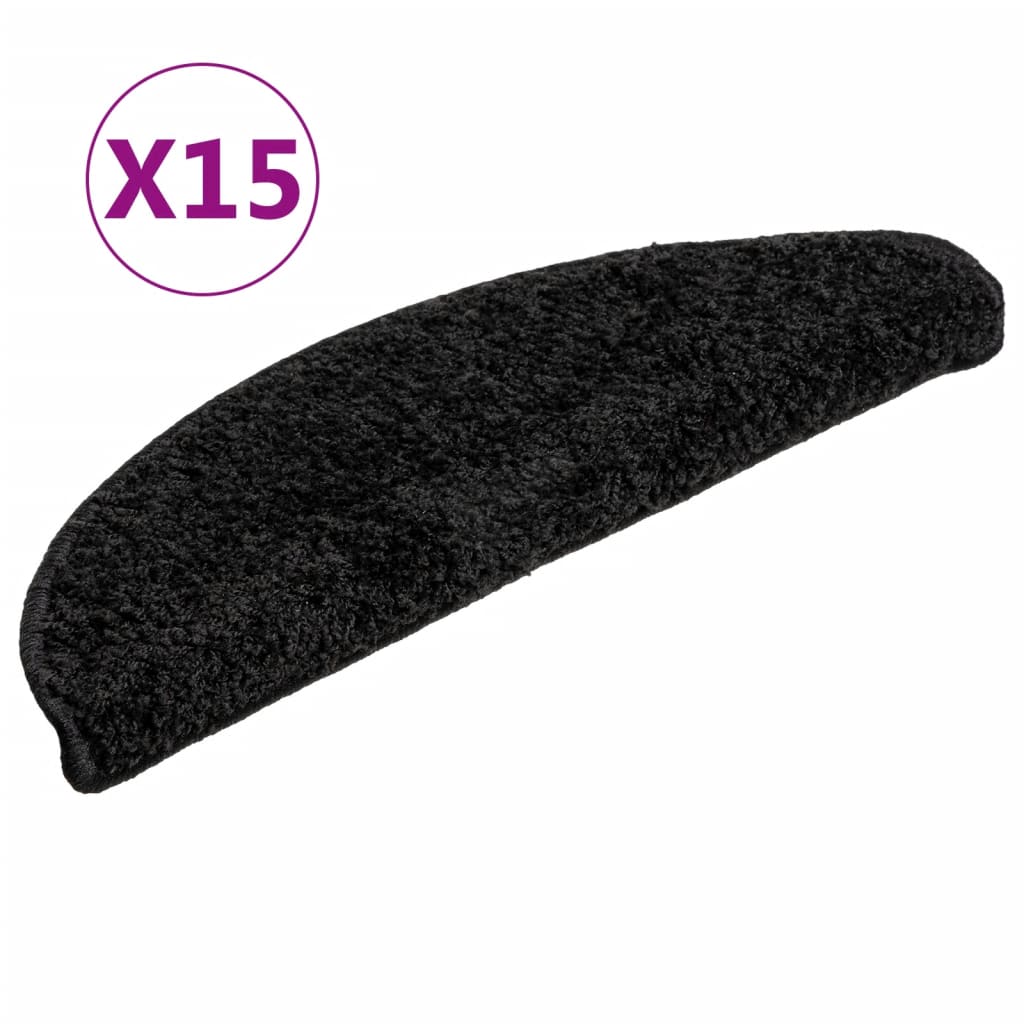 Stair mats 15 pcs. Black 56x17x3 cm