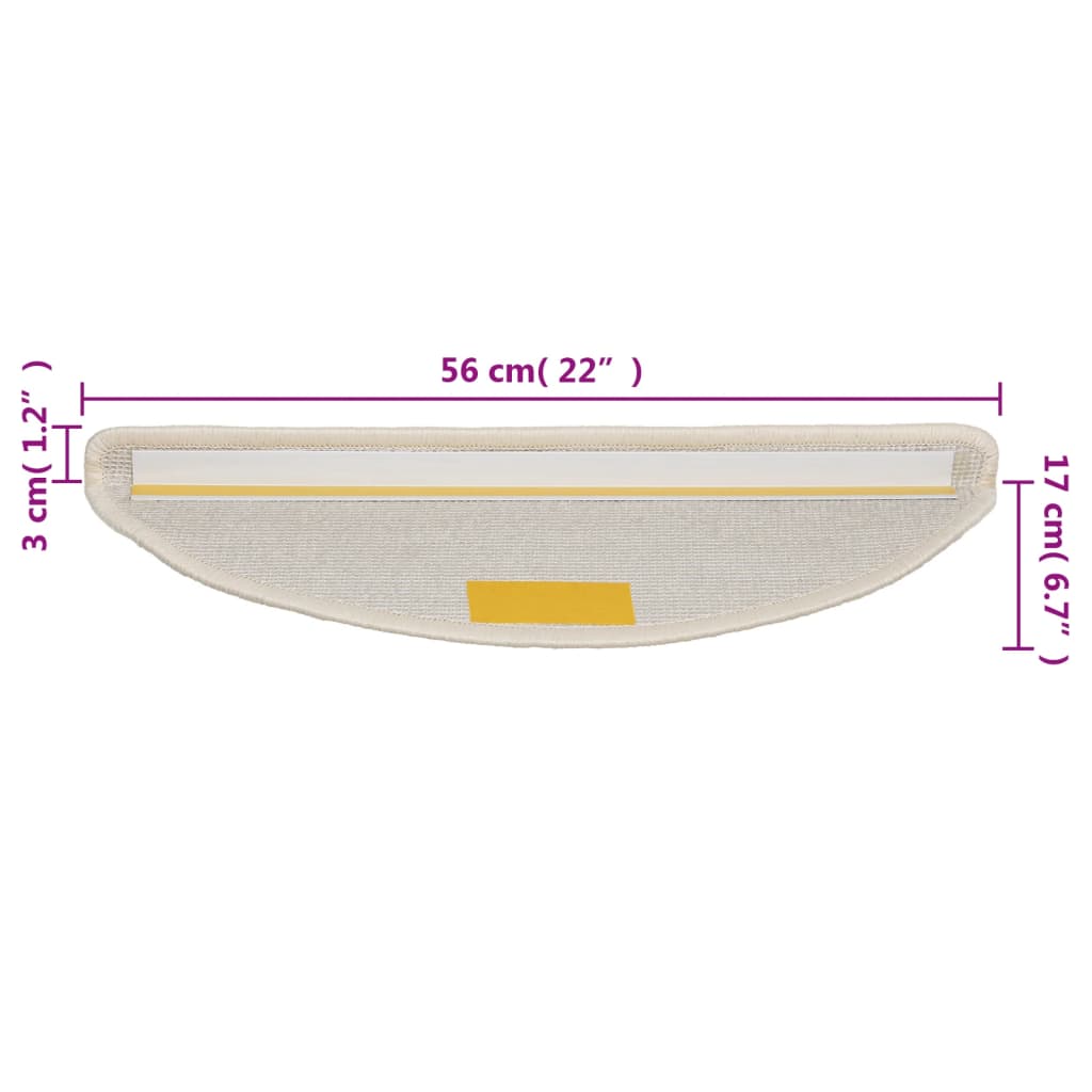 Stufenmatten 15 Stk. 56x17x3 cm Weiß Halbrund