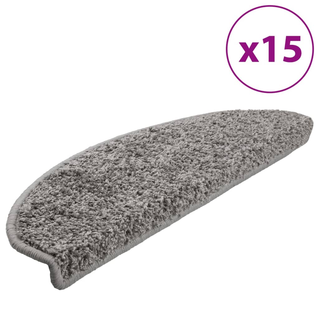 Stair mats 15 pcs. Grey 65x21x4 cm