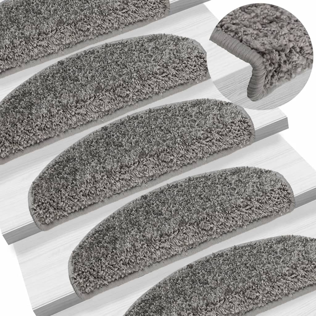 Stair mats 15 pcs. Grey 65x21x4 cm