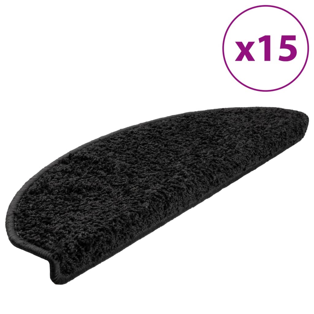 Stair mats 15 pcs. Black 65x21x4 cm
