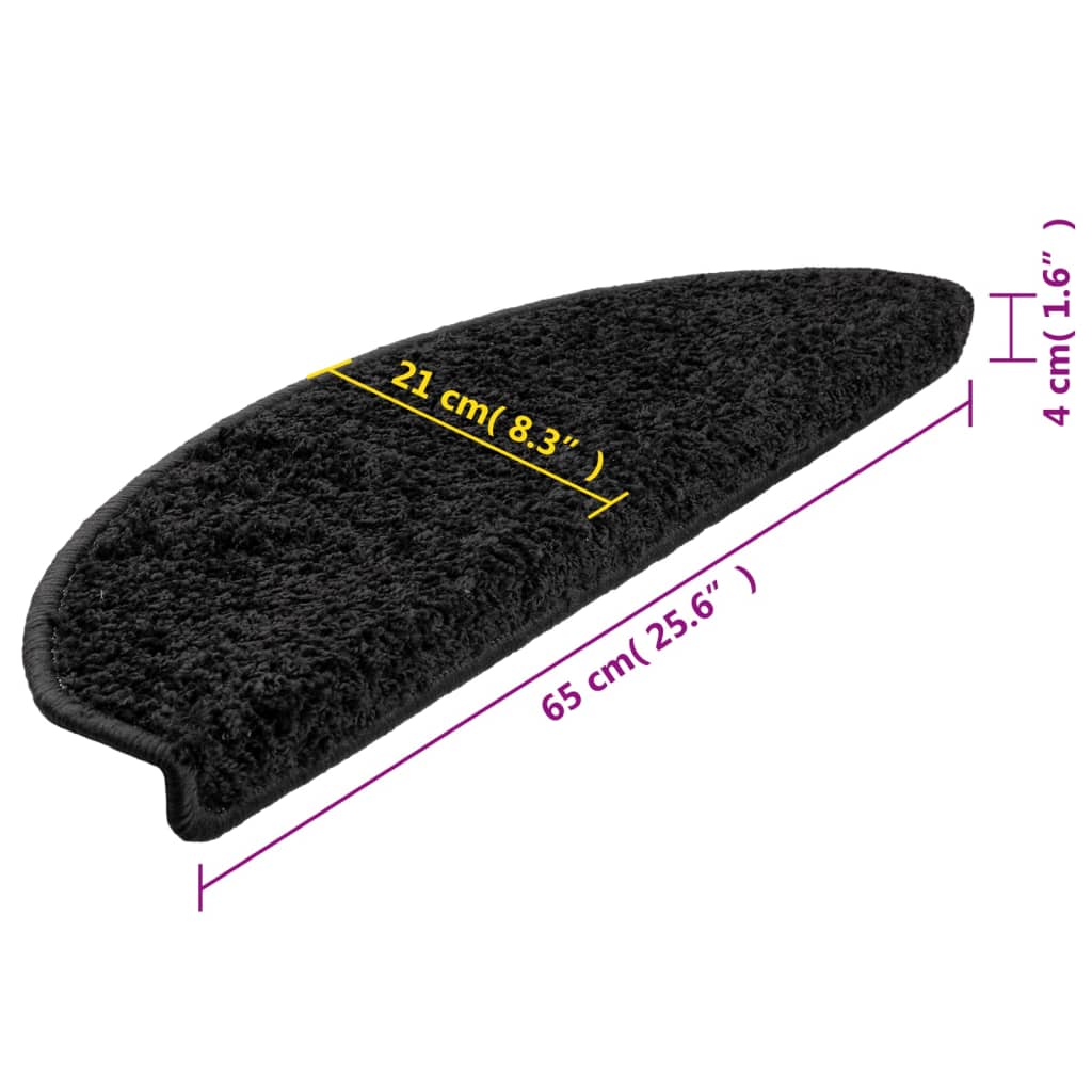 Stair mats 15 pcs. Black 65x21x4 cm