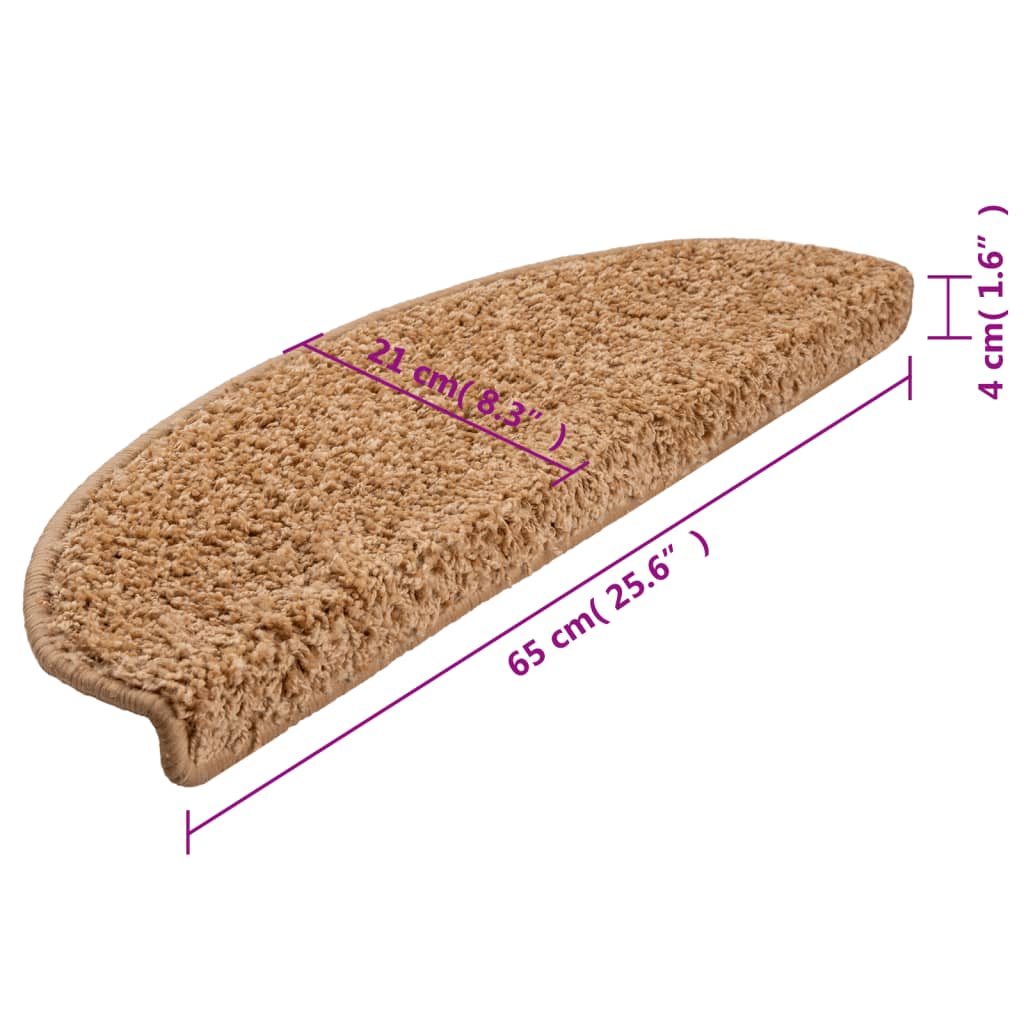 Stufenmatten 15 Stk. 65x21x4 cm Beige Halbrund Groß