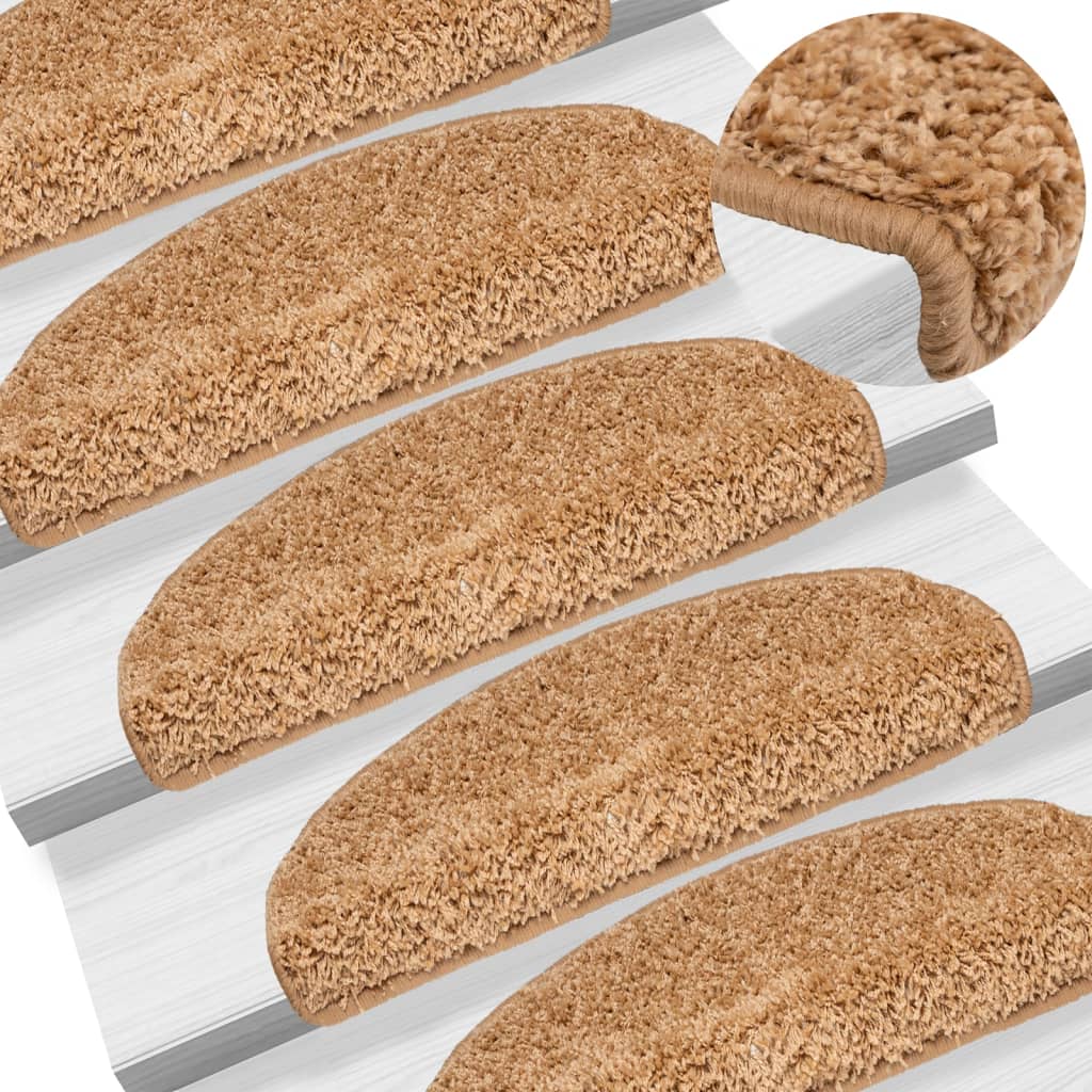 Stair mats 15 pieces beige 65x21x4 cm