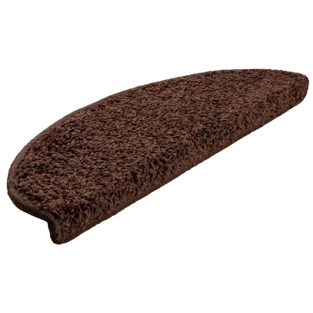 Stair mats 15 pcs. Brown 65x21x4 cm