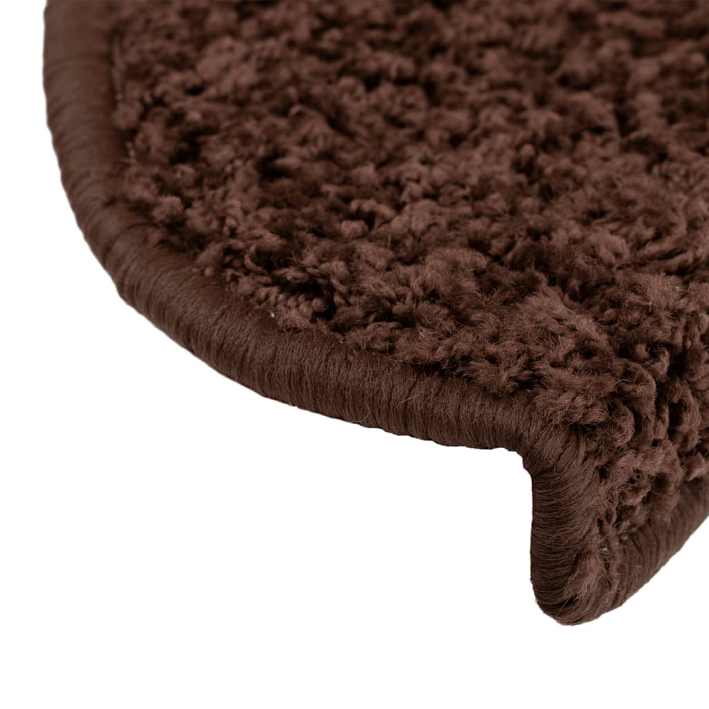 Stair mats 15 pcs. Brown 65x21x4 cm
