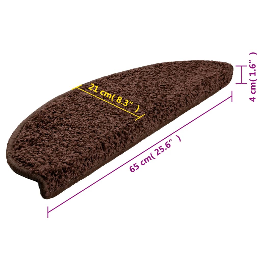 Stair mats 15 pcs. Brown 65x21x4 cm