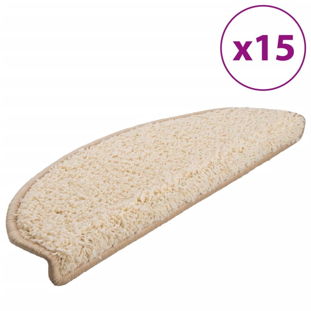 Stair mats 15 pieces cream 65x21x4 cm