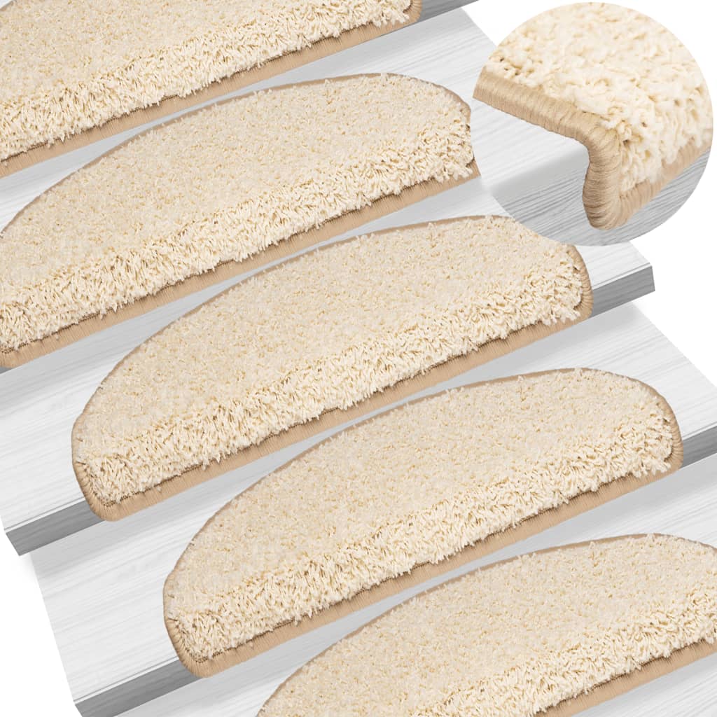 Stair mats 15 pieces cream 65x21x4 cm