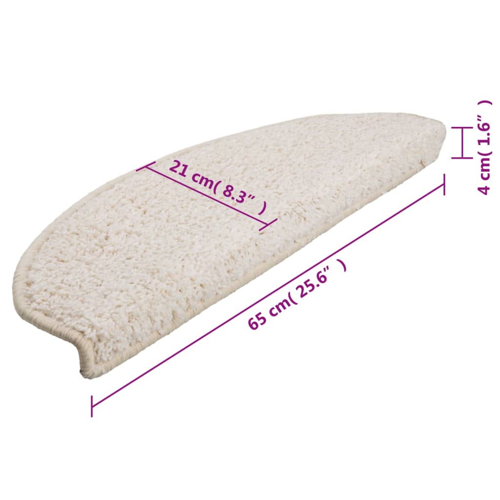 Stair mats 15 pcs. White 65x21x4 cm